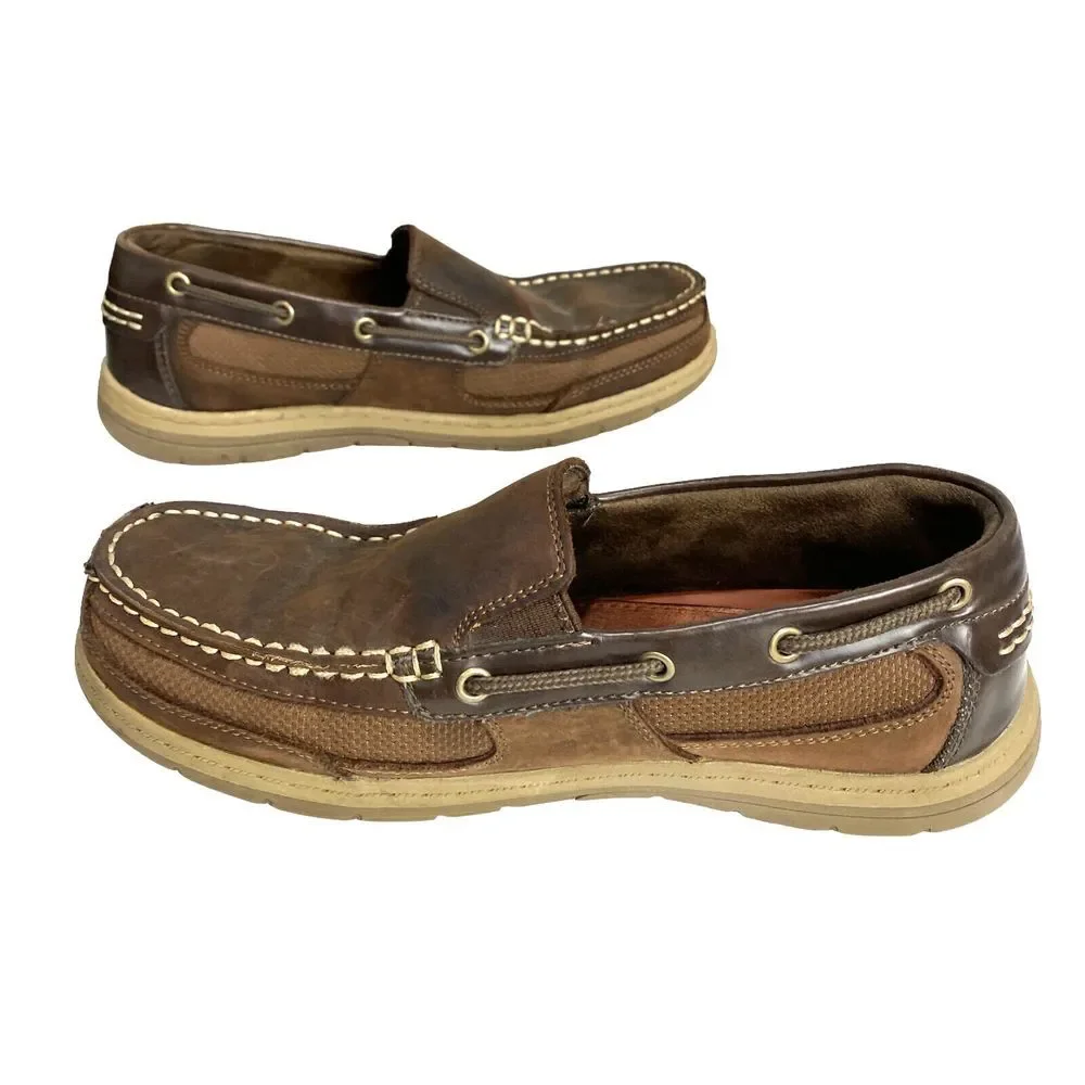Croft & Barrow Men’s‎ Slip On Loafers Boat Shoes Brown Leather Size 9.5M